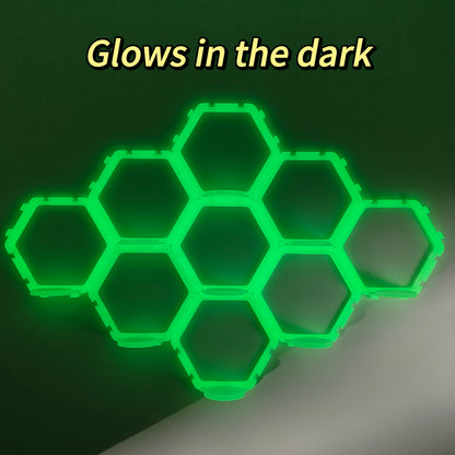 Funko Display Wall Shelf | Hexagon Ledge AllGlowing (9 PCS) - FunkoPop display stand - Yodar