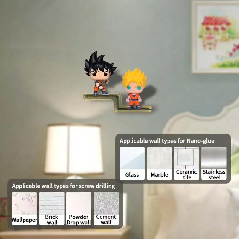 Funko Display Wall Shelf | Z-Stairway-Wood grain - Yodar