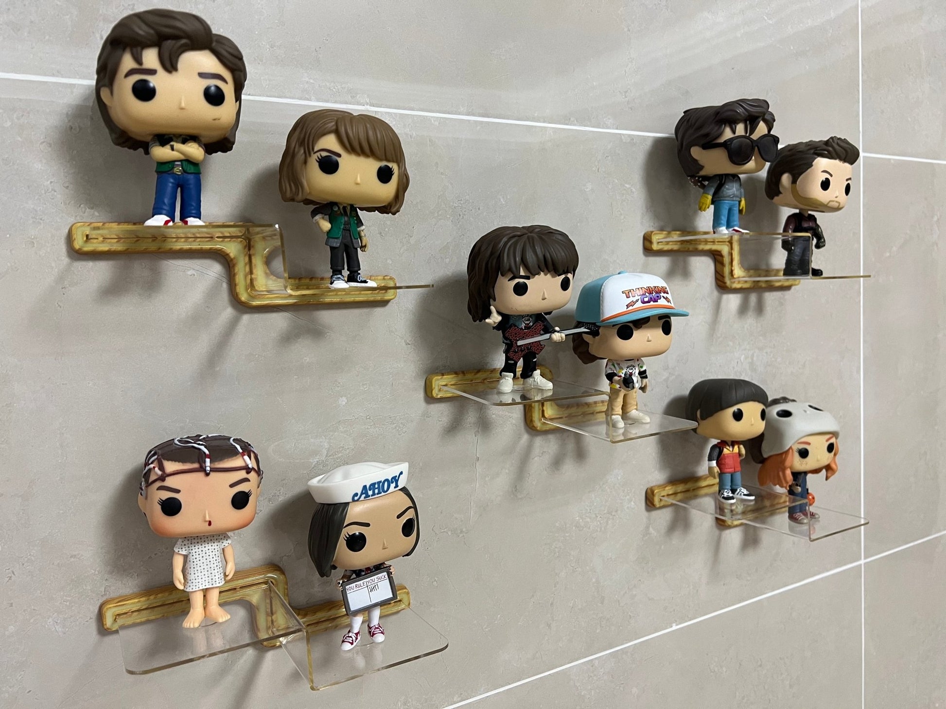 Funko Display Wall Shelf | Z-Stairway-Wood grain - Yodar